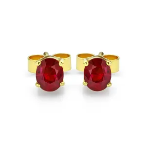 Oval Ruby Stud Earrings