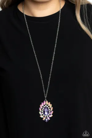 Over the TEARDROP - Purple - Iridescent Gem Halo Paparazzi Long Necklace