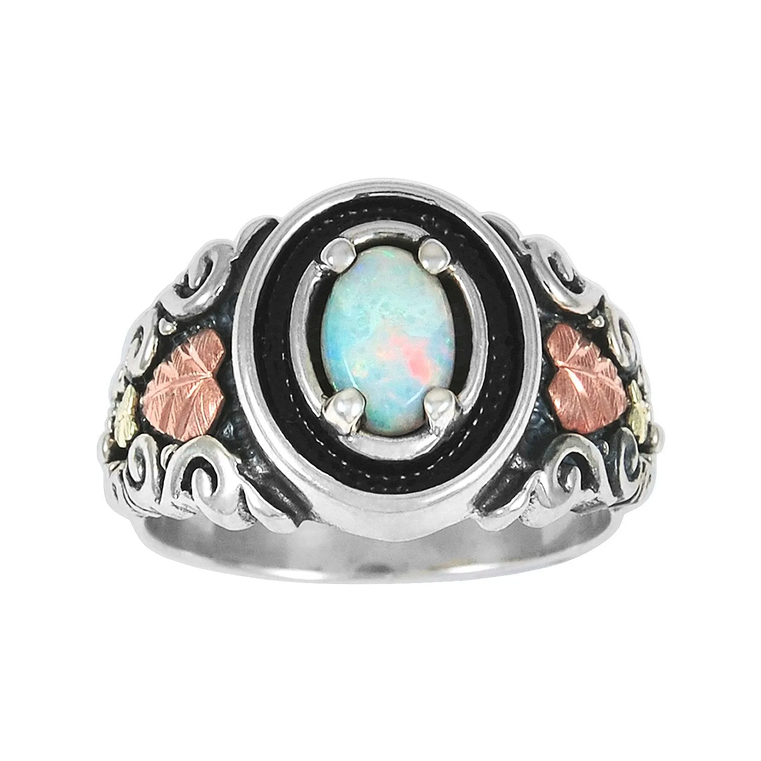 Oxidized Opal - Sterling Silver Black Hills Gold Ring