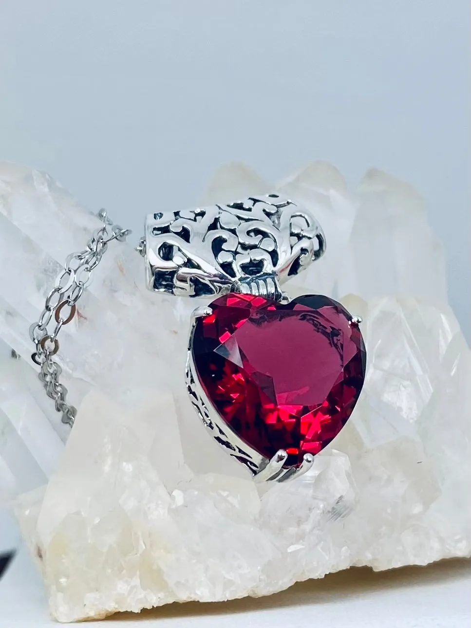 P38, Heart Pendant, Heart Gemstone, Art Nouveau Necklace #P38
