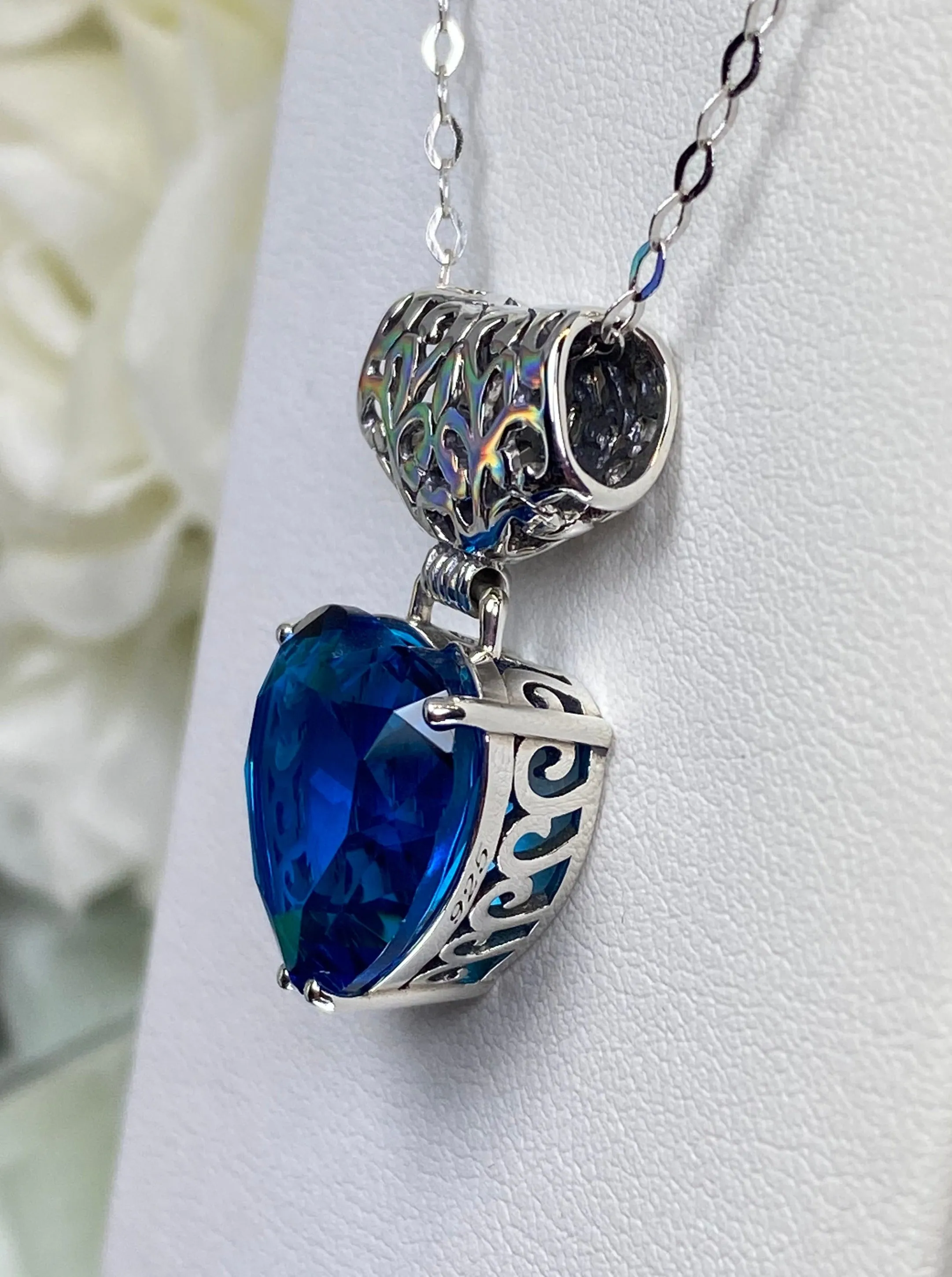 P38, Heart Pendant, Heart Gemstone, Art Nouveau Necklace #P38