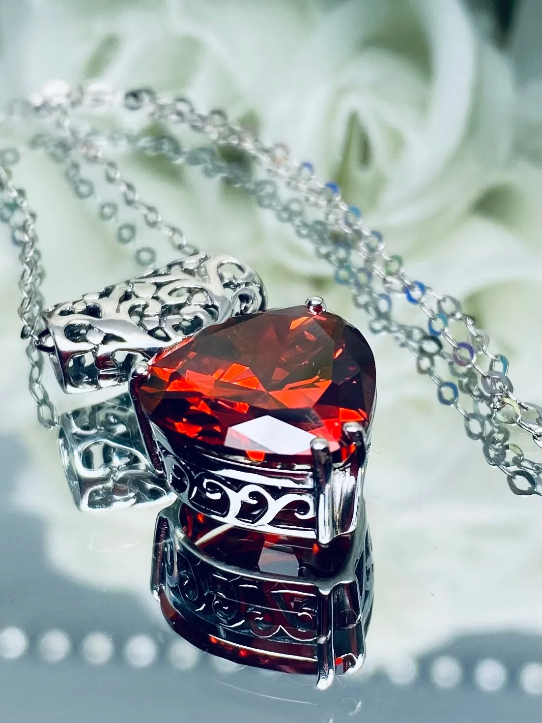 P38, Heart Pendant, Heart Gemstone, Art Nouveau Necklace #P38
