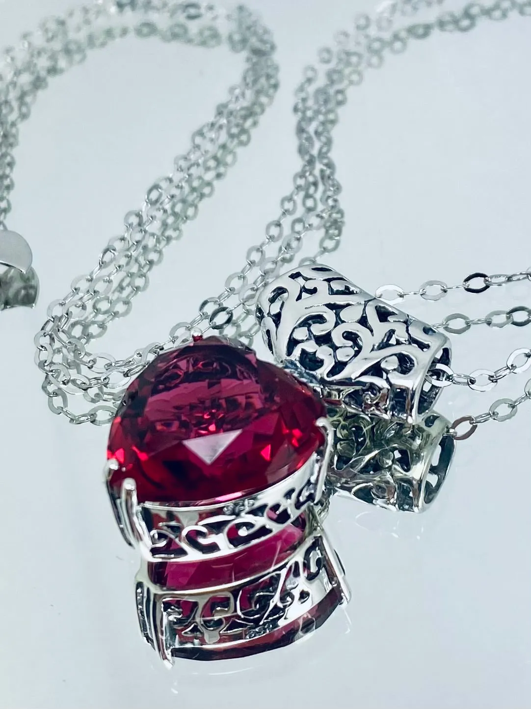 P38, Heart Pendant, Heart Gemstone, Art Nouveau Necklace #P38