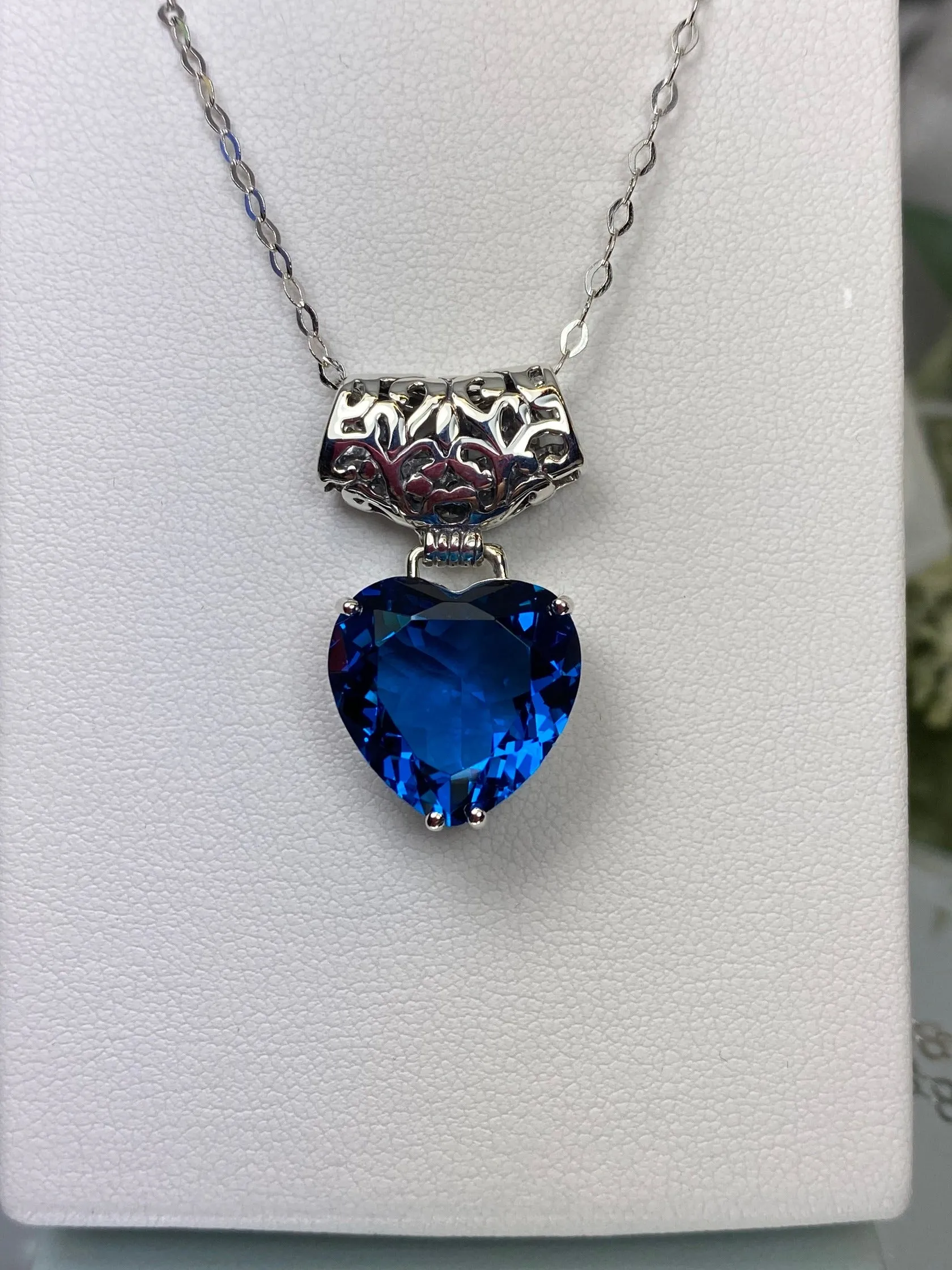 P38, Heart Pendant, Heart Gemstone, Art Nouveau Necklace #P38