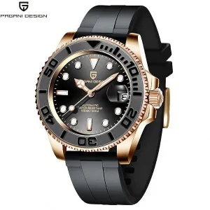 Pagani Design Black Silicone Strap Black Dial Automatic Watch for Gents - Pagani PD1651