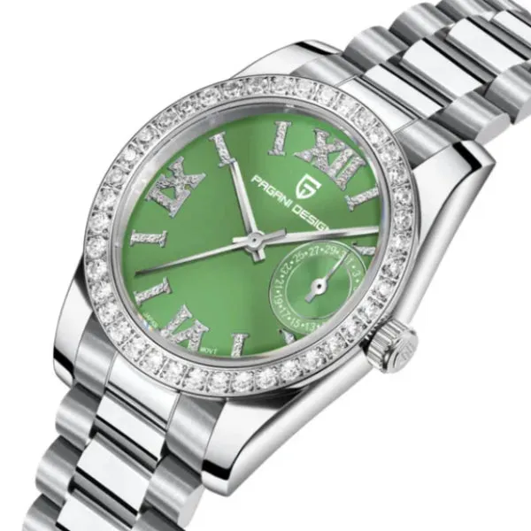 Pagani Design  Silver Stainless Steel Green Dial  Quartz Watch for Ladies - PD-1776