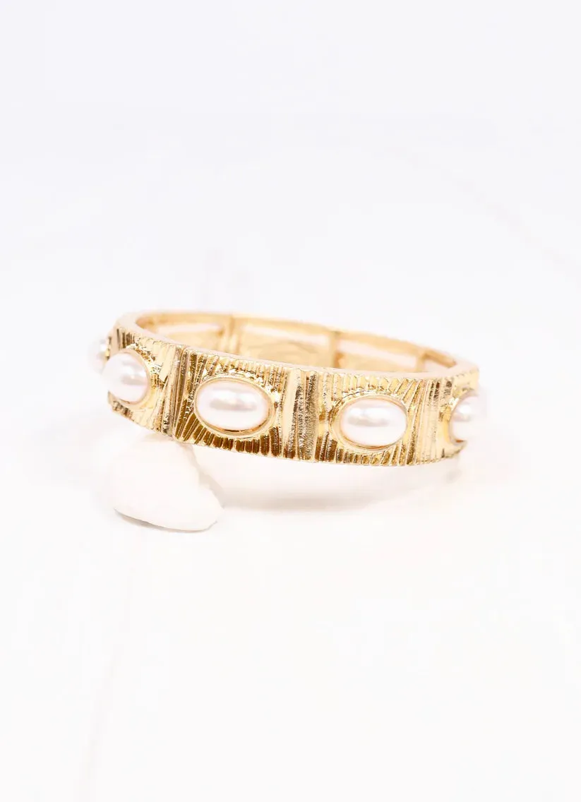 PASCAL PEARL STRETCH BRACELET-GOLD