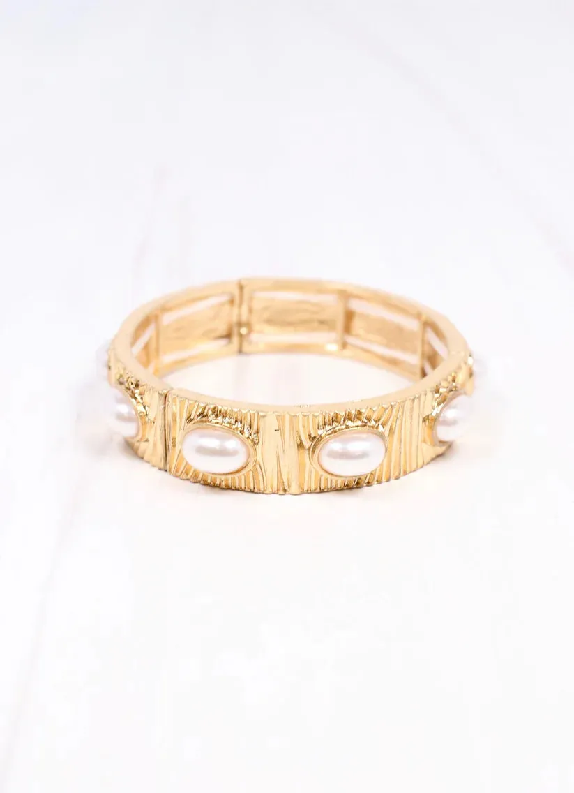 PASCAL PEARL STRETCH BRACELET-GOLD