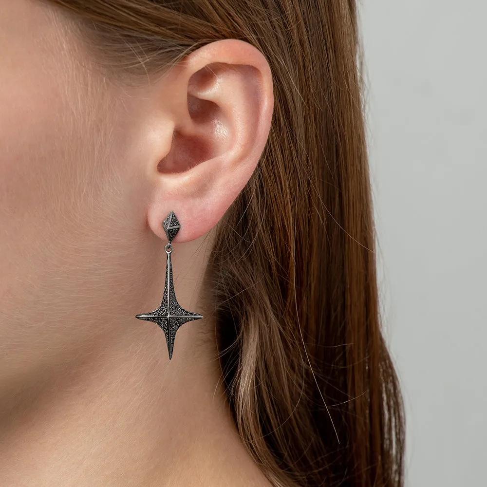 pavé lis dangle earrings