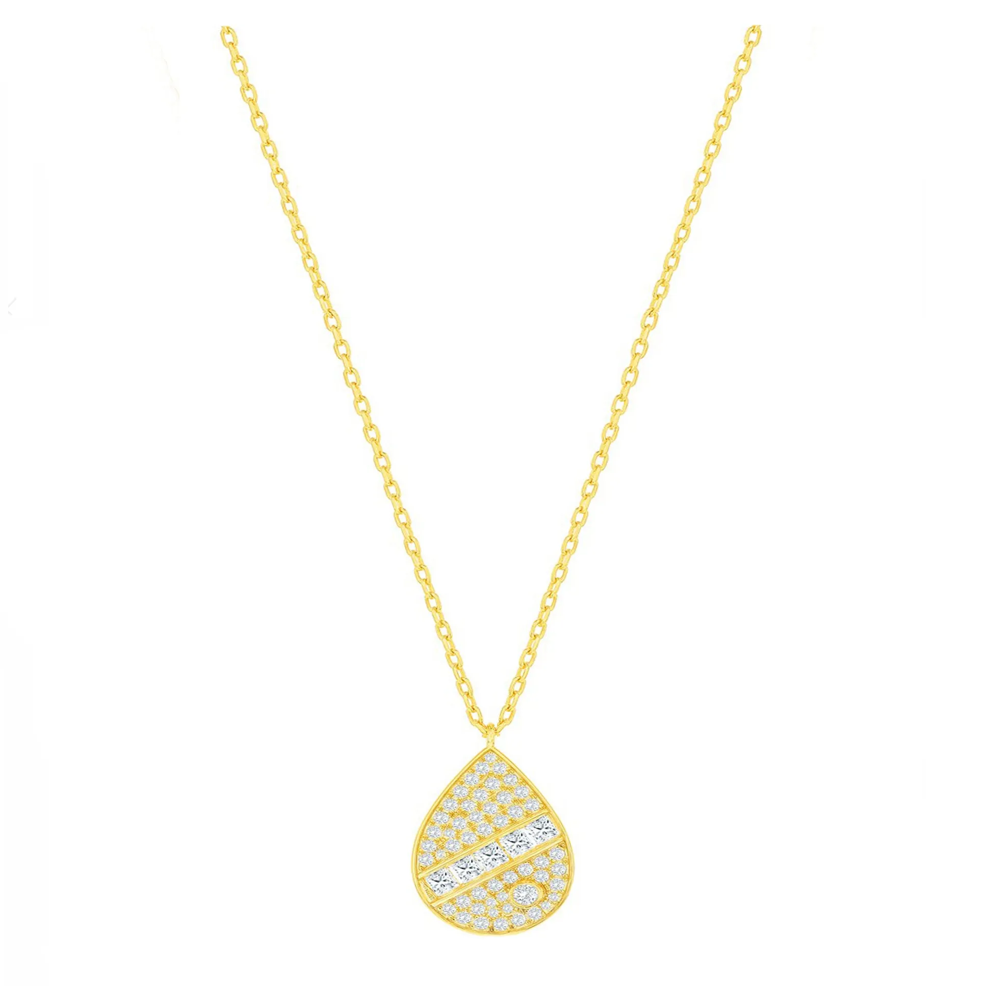 Pave CZ Pear-Shaped Pendant Necklace