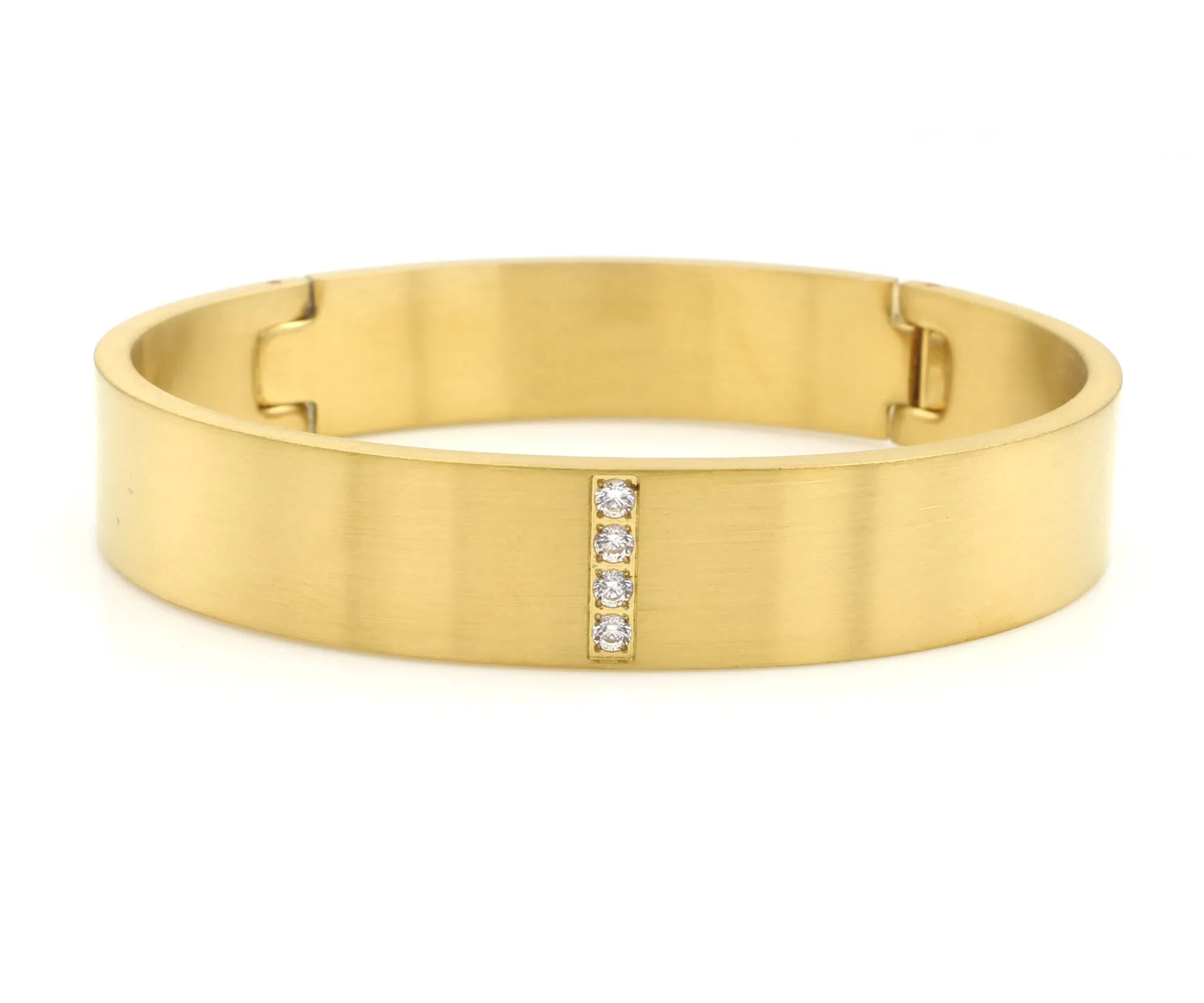 Pave Wide Gold Bangle Bracelet
