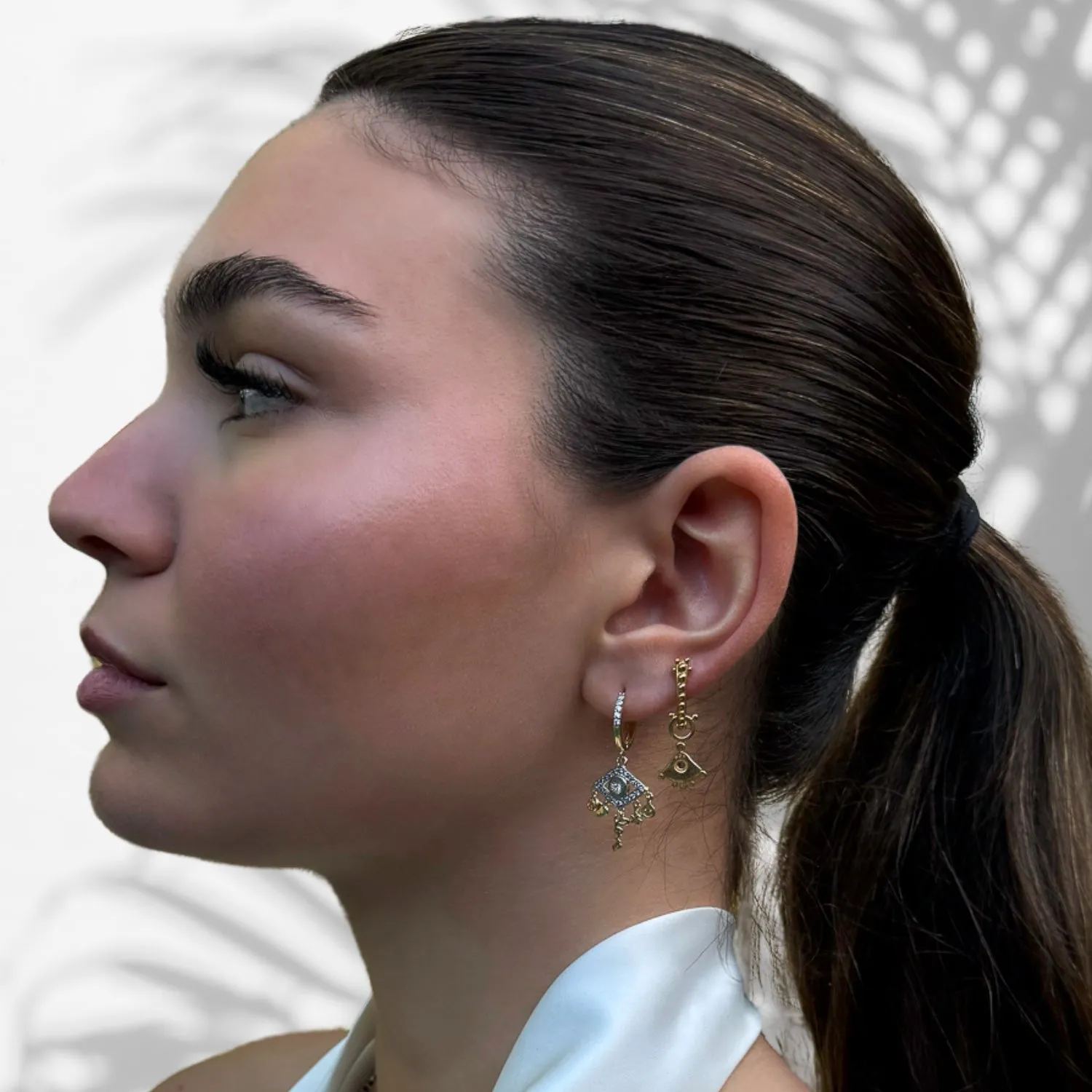 Peaceful Love Evil Eye Gold & Diamond Earrings