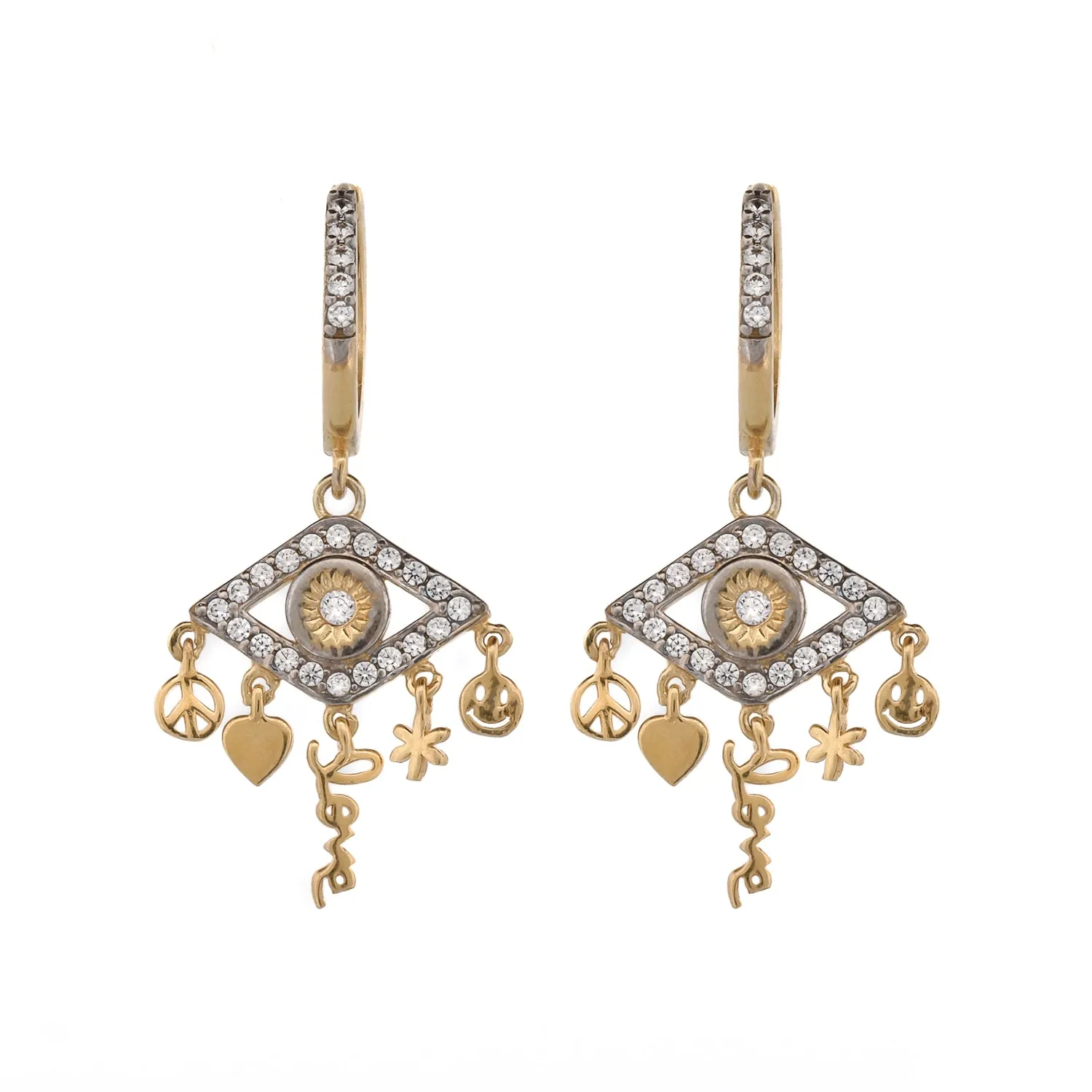 Peaceful Love Evil Eye Gold & Diamond Earrings