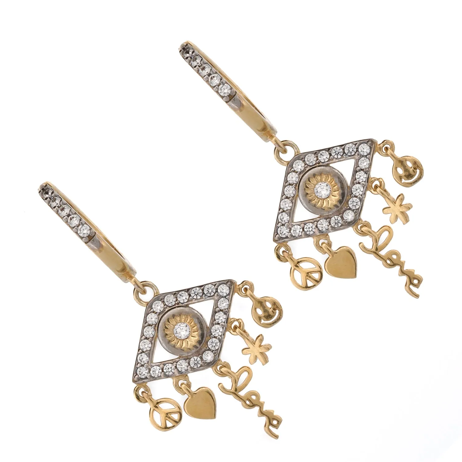 Peaceful Love Evil Eye Gold & Diamond Earrings