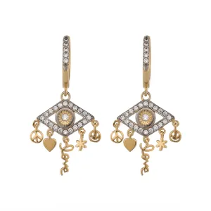 Peaceful Love Evil Eye Gold & Diamond Earrings