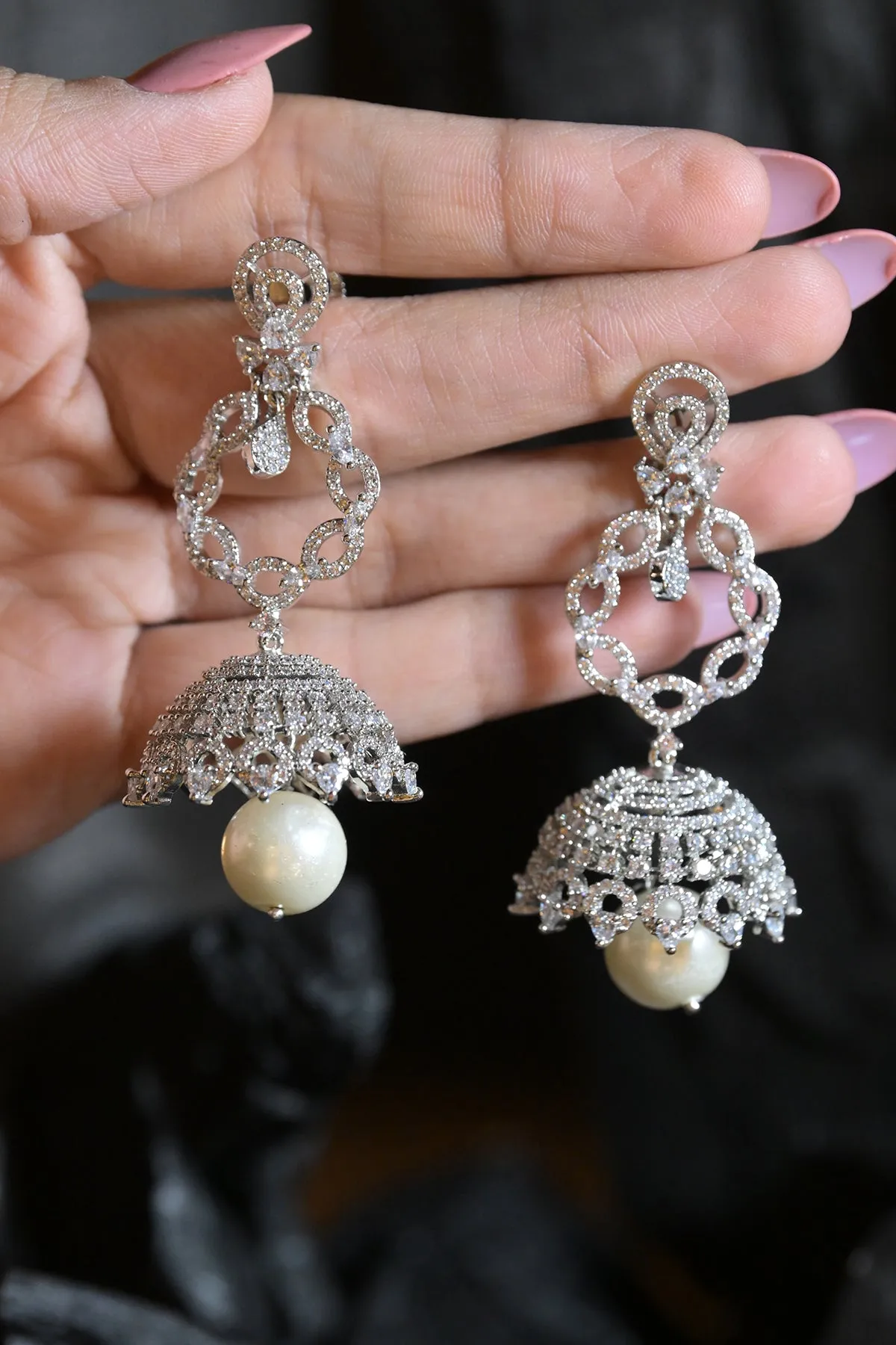 Peacock Pearl Jhumka Earrings