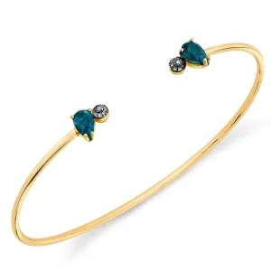 Pear and Pavé Ball Bangle - London Blue Topaz