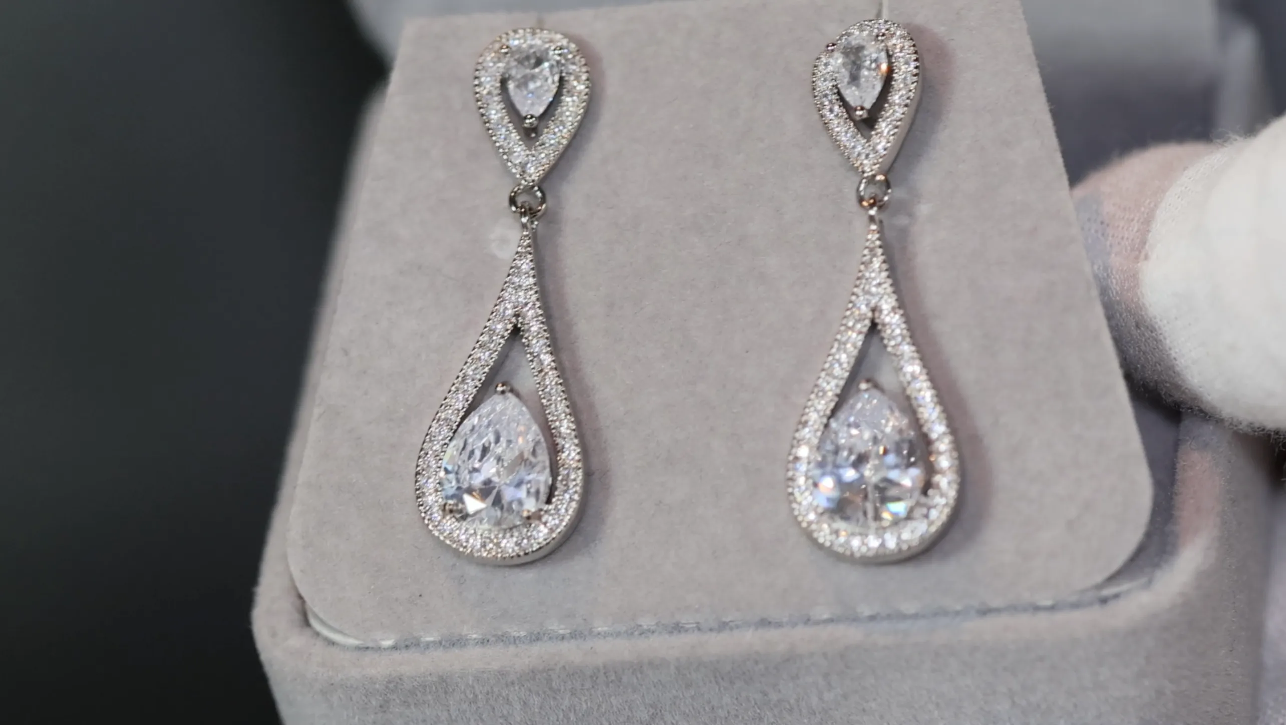 Pear cut diamond earrings, Teardrop diamond earrings, womens classy diamond earrings