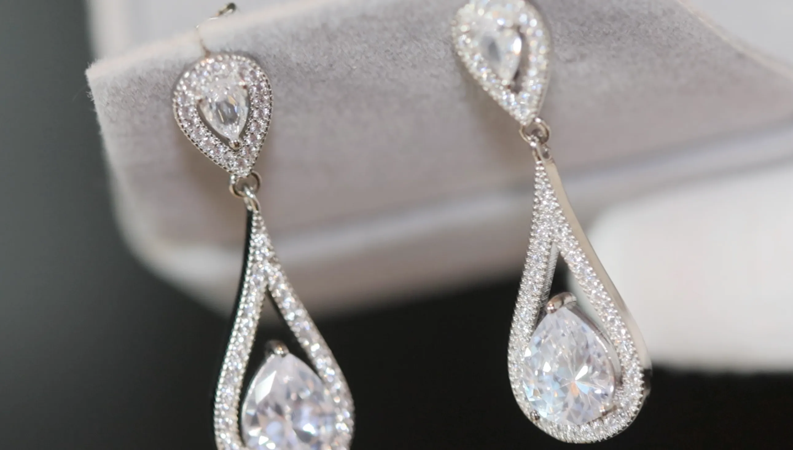 Pear cut diamond earrings, Teardrop diamond earrings, womens classy diamond earrings