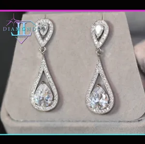 Pear cut diamond earrings, Teardrop diamond earrings, womens classy diamond earrings
