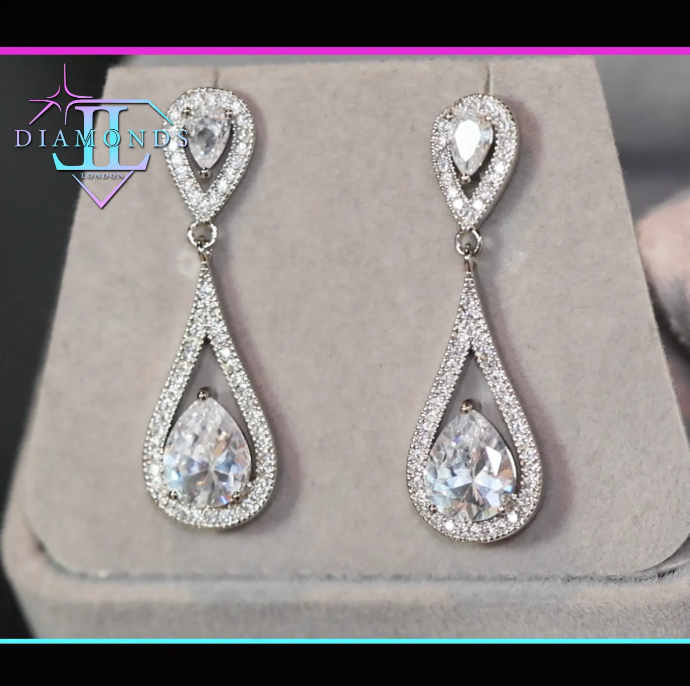 Pear cut diamond earrings, Teardrop diamond earrings, womens classy diamond earrings