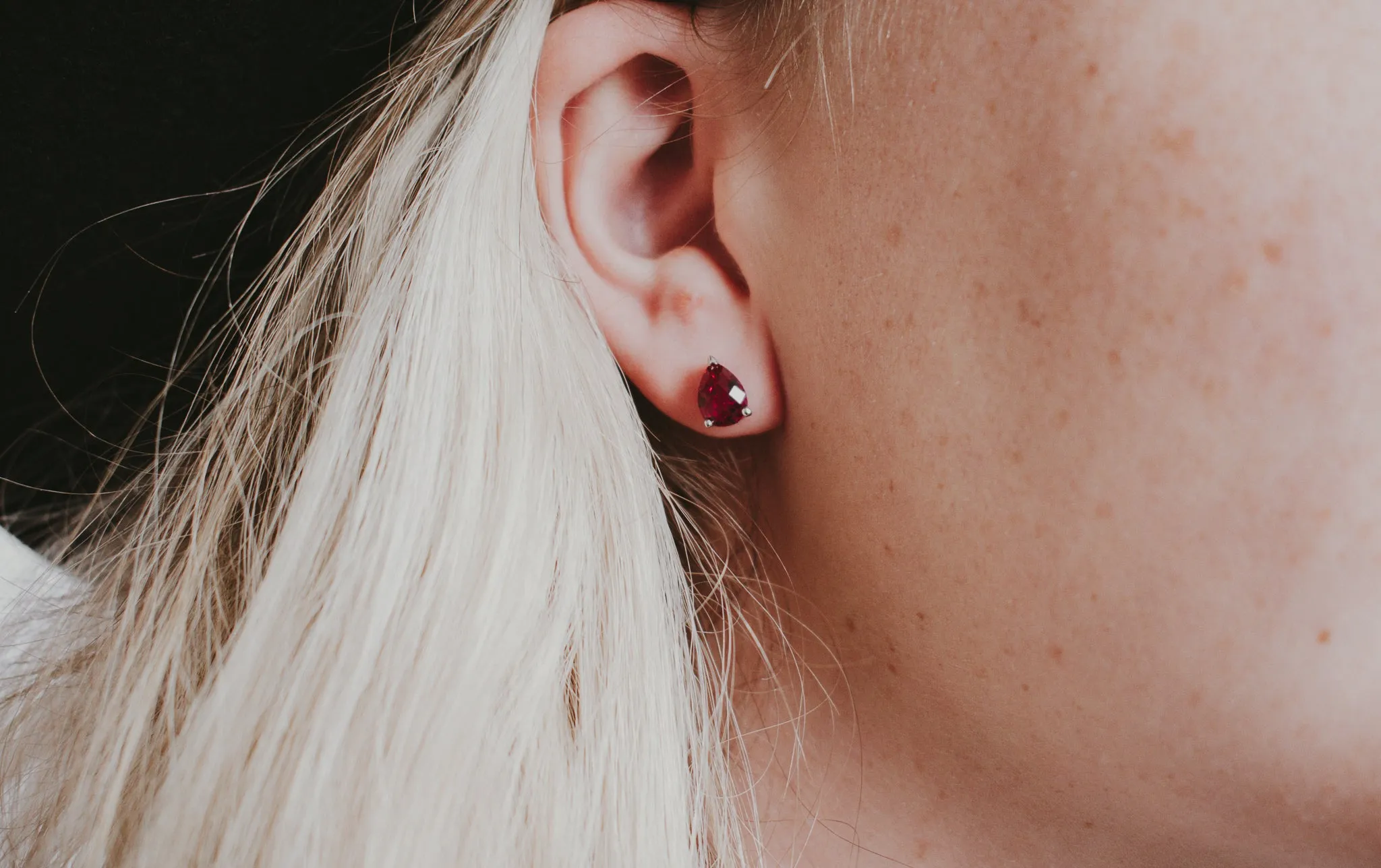Pear Cut Ruby Earrings