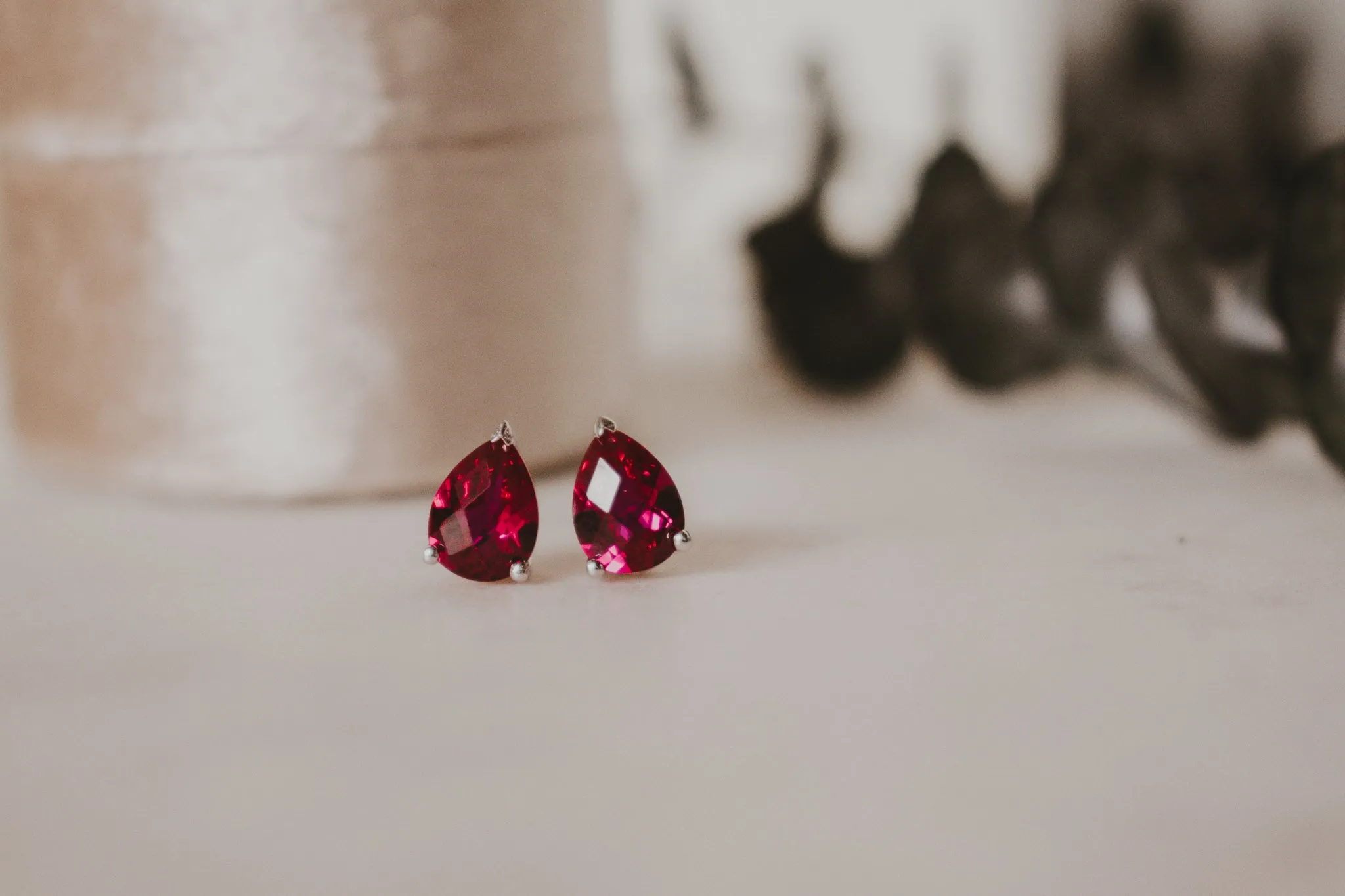 Pear Cut Ruby Earrings