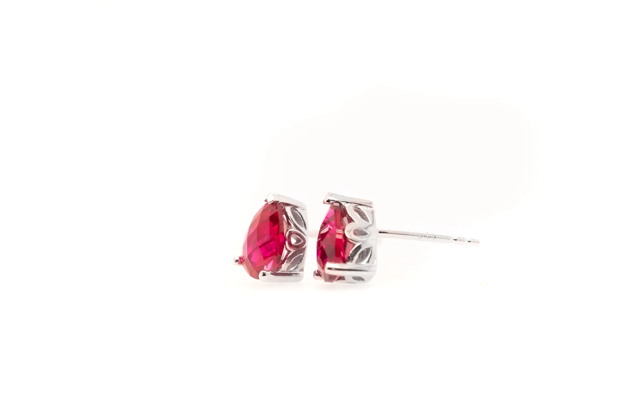 Pear Cut Ruby Earrings
