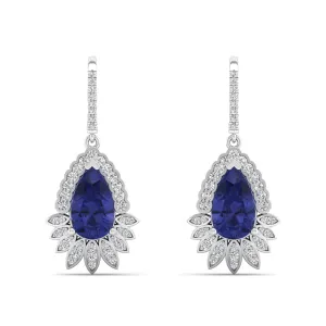 Pear Tanzanite and Infinity Diamond Dangle Earrings