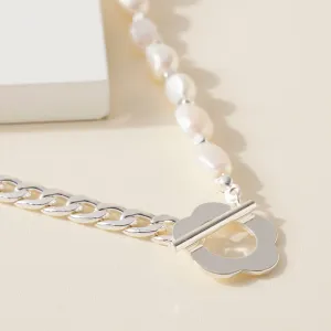 Pearl Flower Chain Necklace