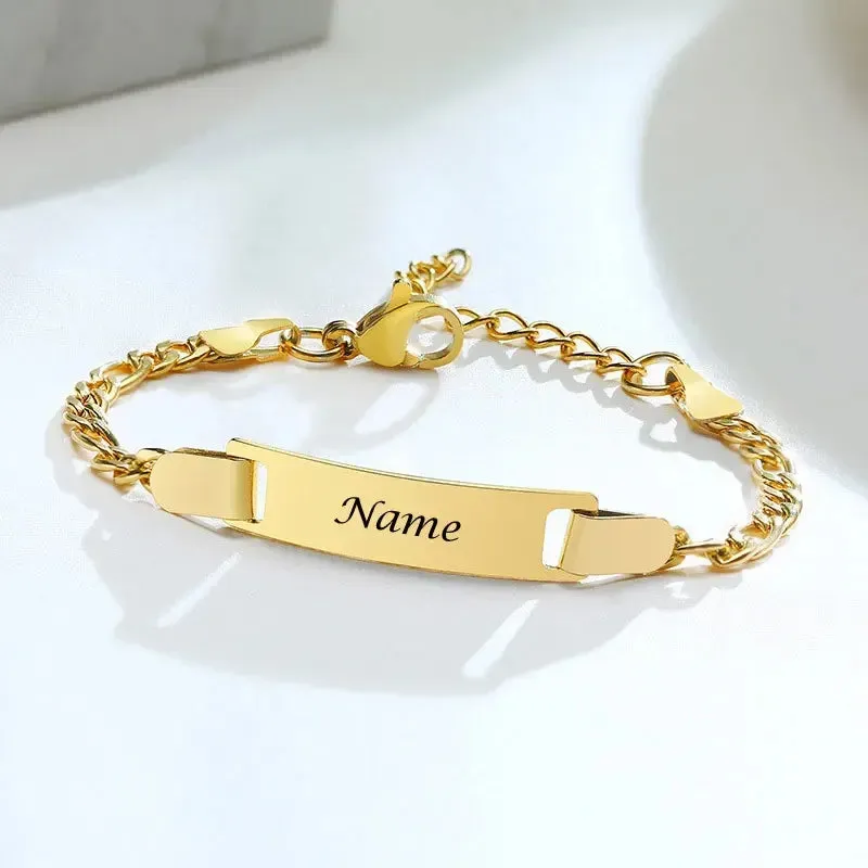 Personalize Baby Name Bracelets Non Allergy Stainless Steel