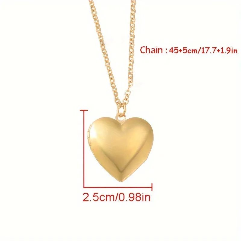 Personalized Heart Pendant Locket Necklace Stainless Steel Photo Custom