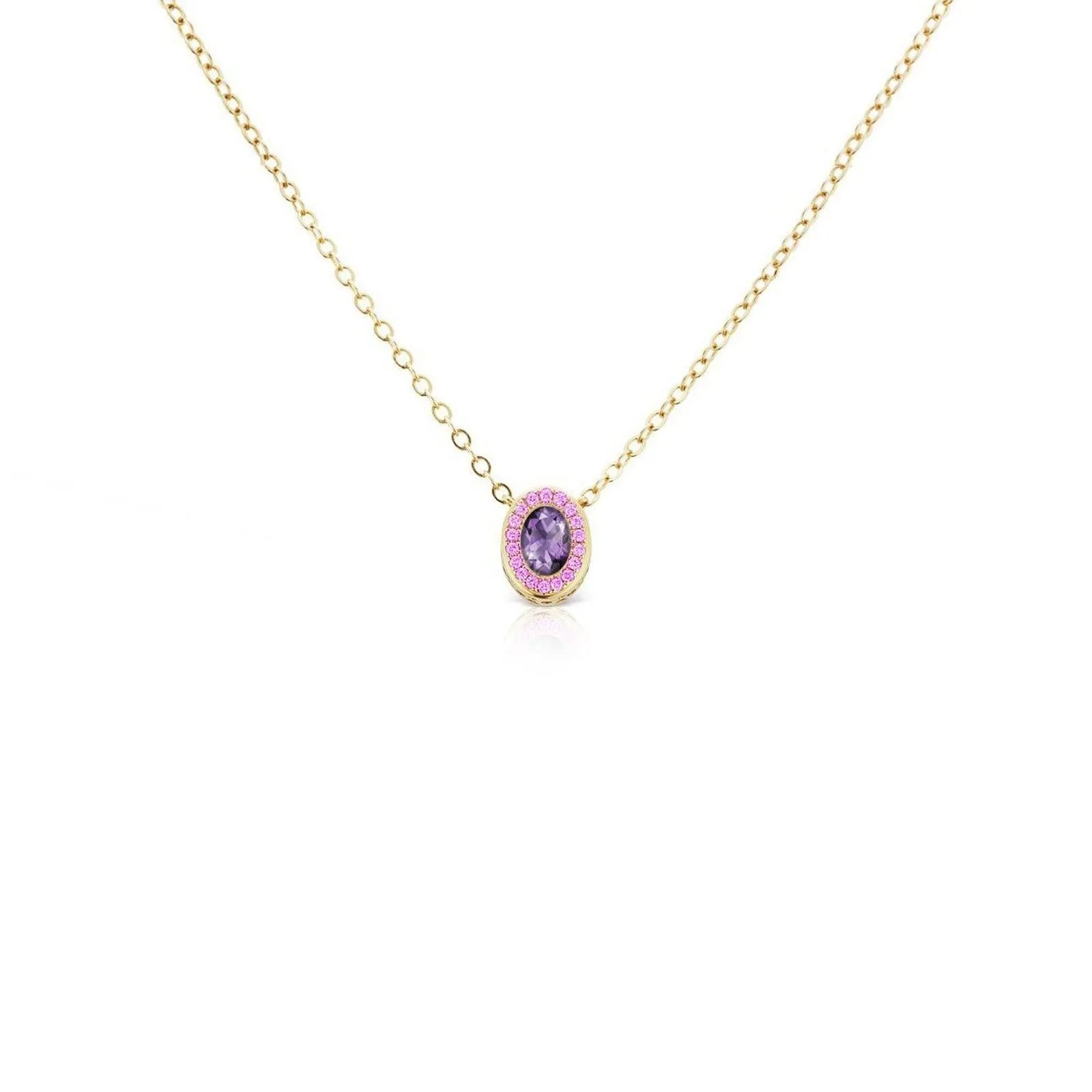 Petite Gemset Necklace in Amethyst and Pink Sapphire