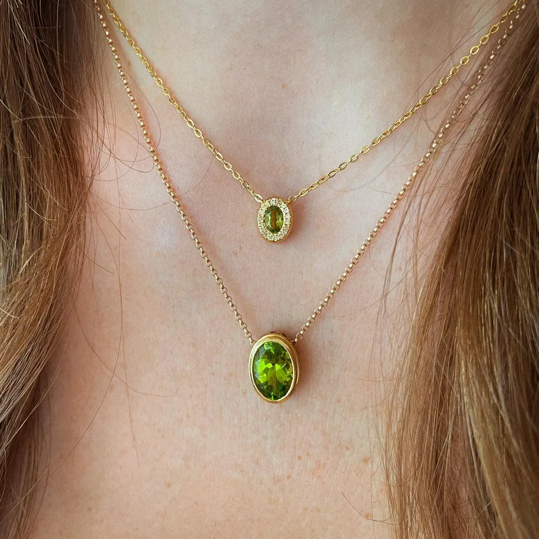 Petite Gemset Necklace Peridot and Yellow Sapphire