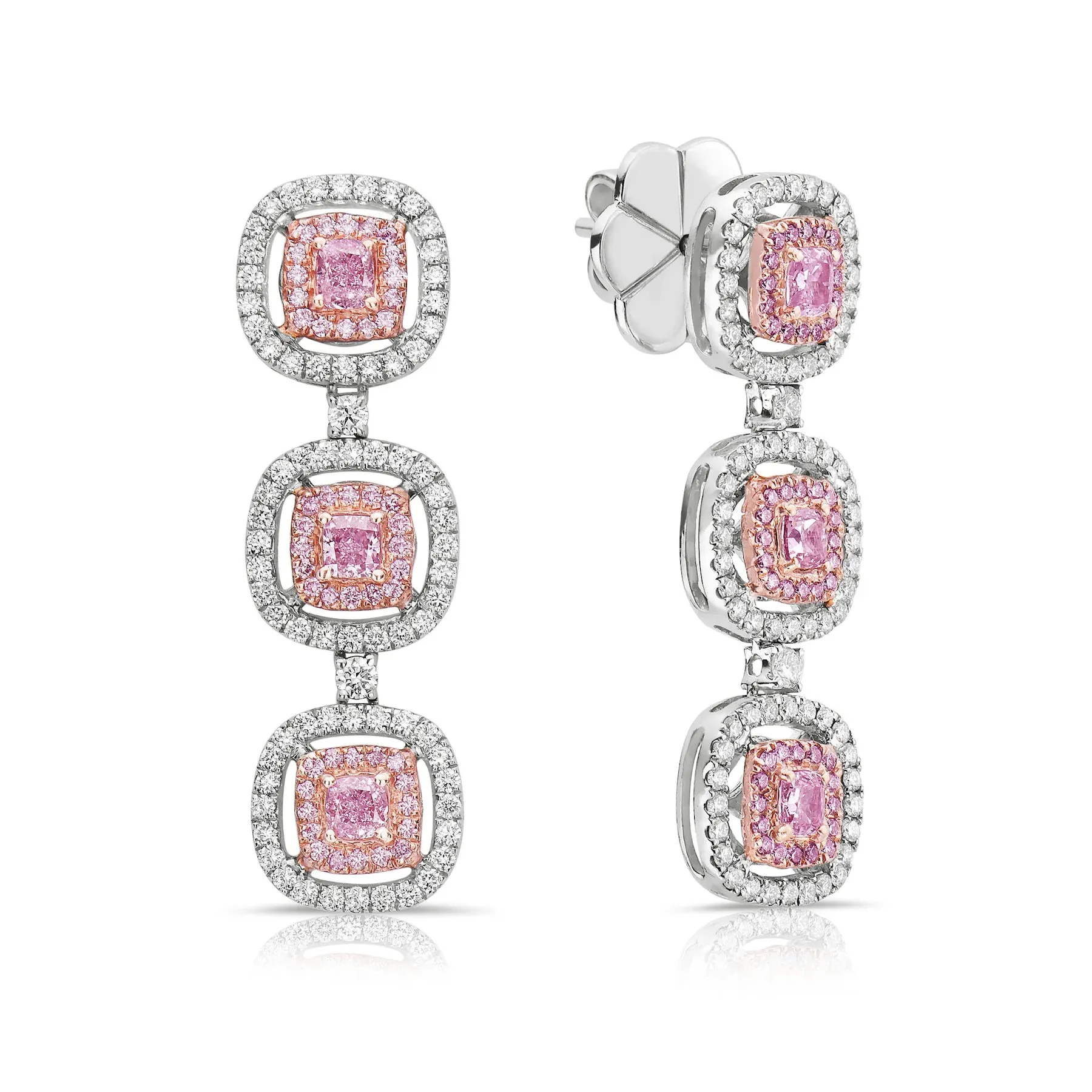 PINK DIAMOND DROP HALO EARRINGS