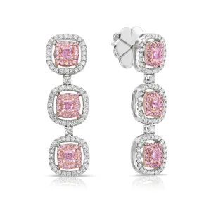 PINK DIAMOND DROP HALO EARRINGS