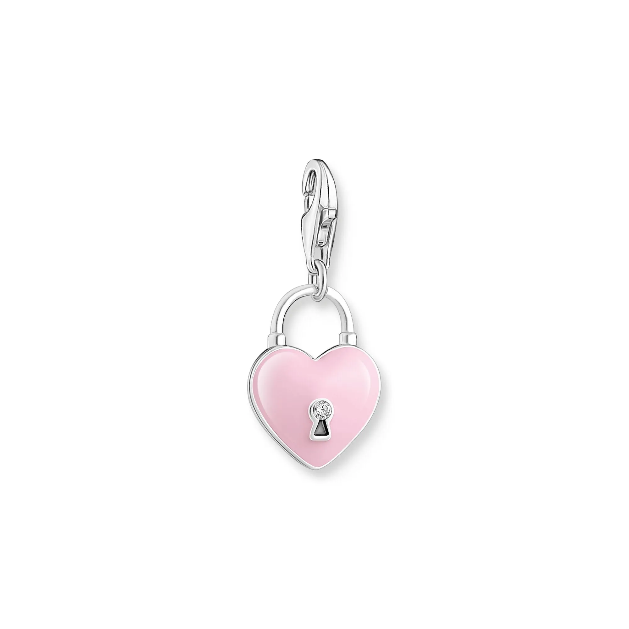 Pink Heart padlock charm Pendant silver
