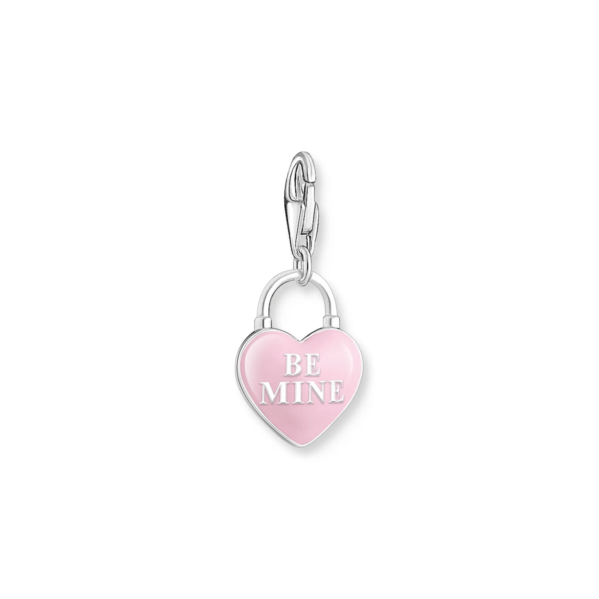 Pink Heart padlock charm Pendant silver