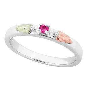 Pink Tourmaline Foliage II - Sterling Silver Black Hills Gold Ring