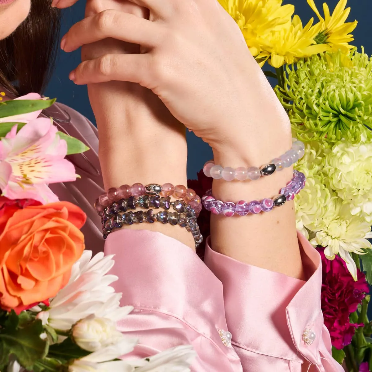 Plum Garden | .925 Sterling Silver | Aurum Glass Bracelet