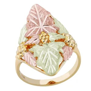 Pointed Cluster of Leaves - Black Hills Gold Ladies Ring