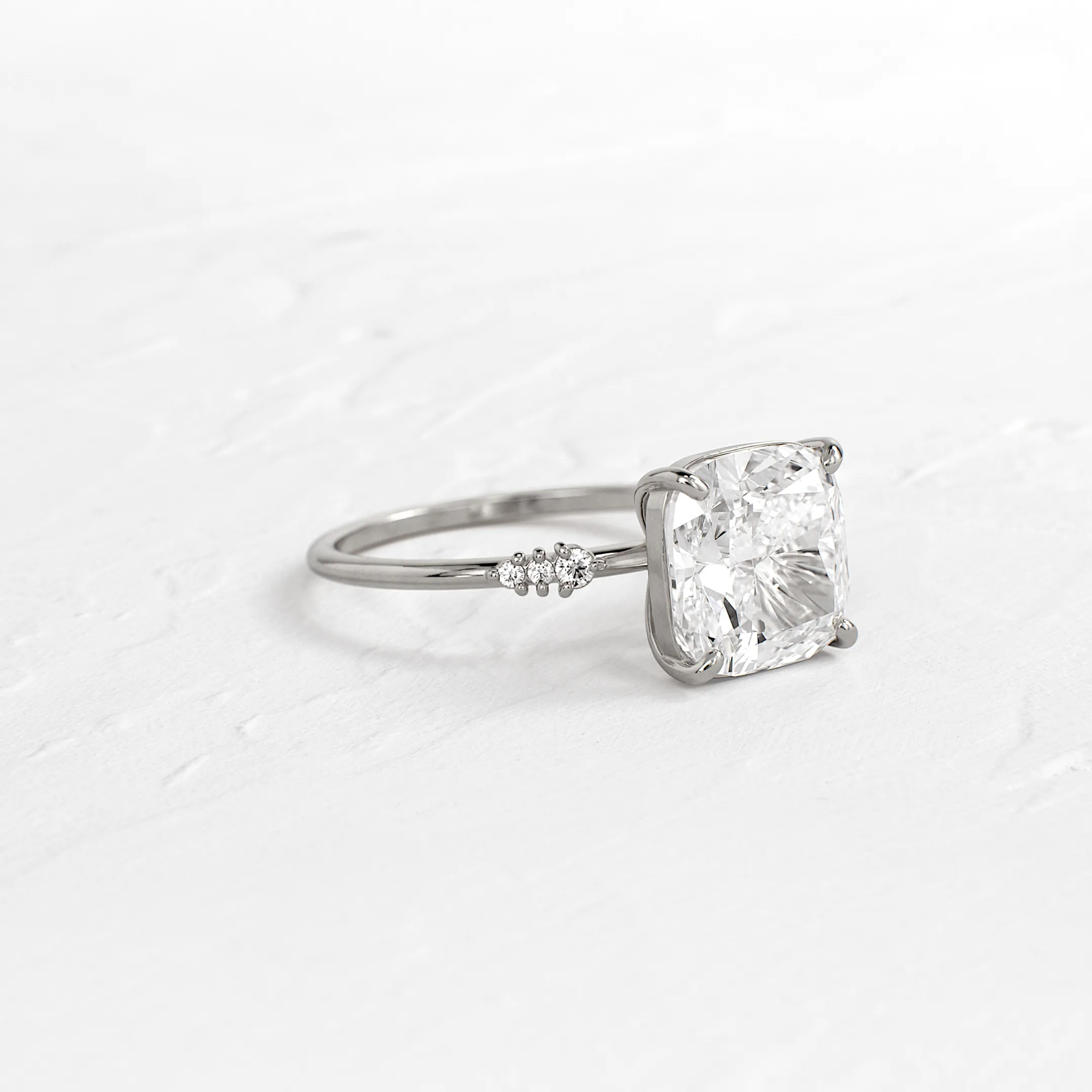 Poppy Seed Ring, Cushion Cut