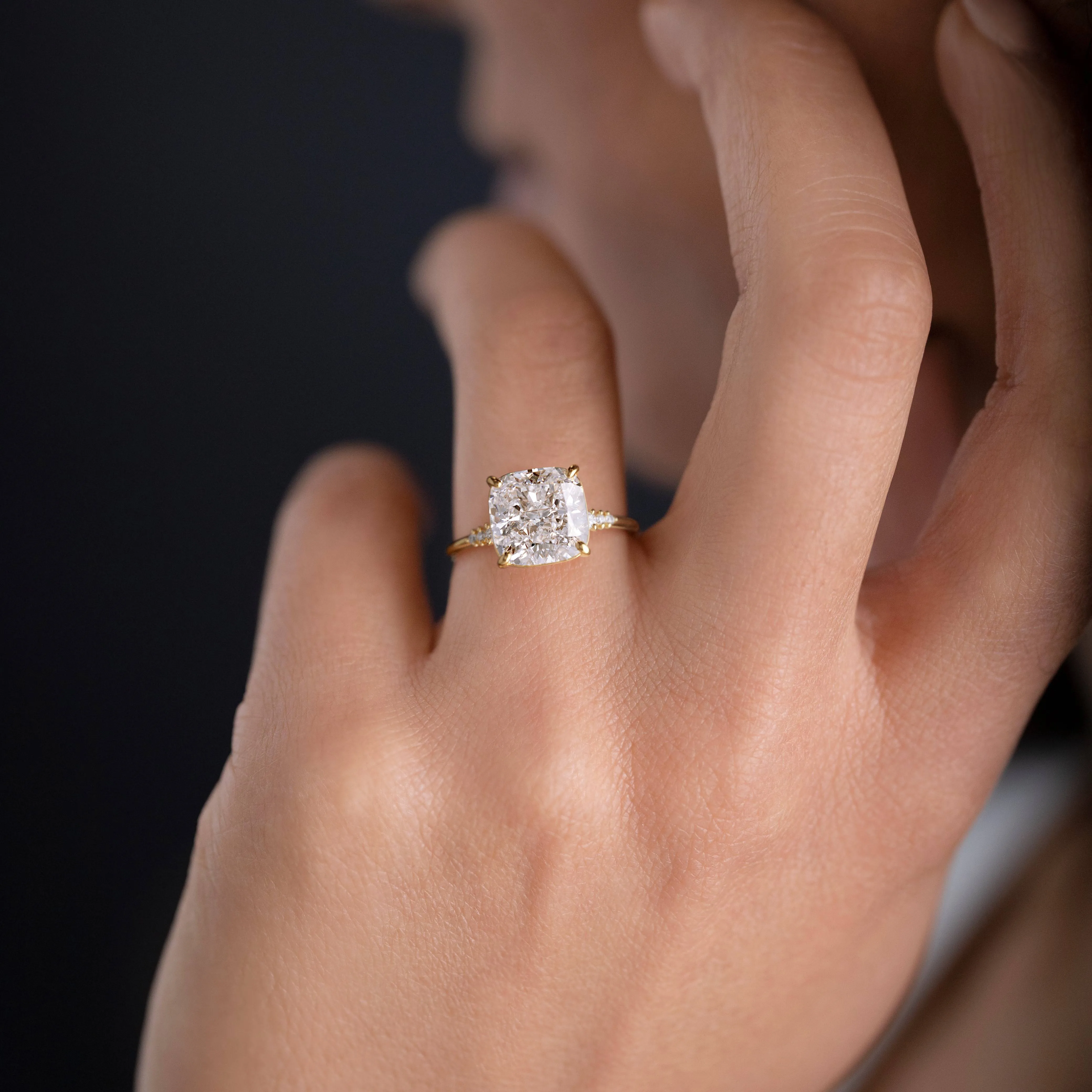 Poppy Seed Ring, Cushion Cut