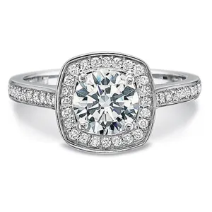 Precision Set Cushion Halo Diamond Engagement Ring