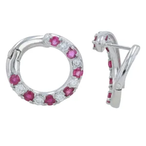 PT900 1.45 CT Ruby & 0.73 CT Diamond Front To Back Hoops