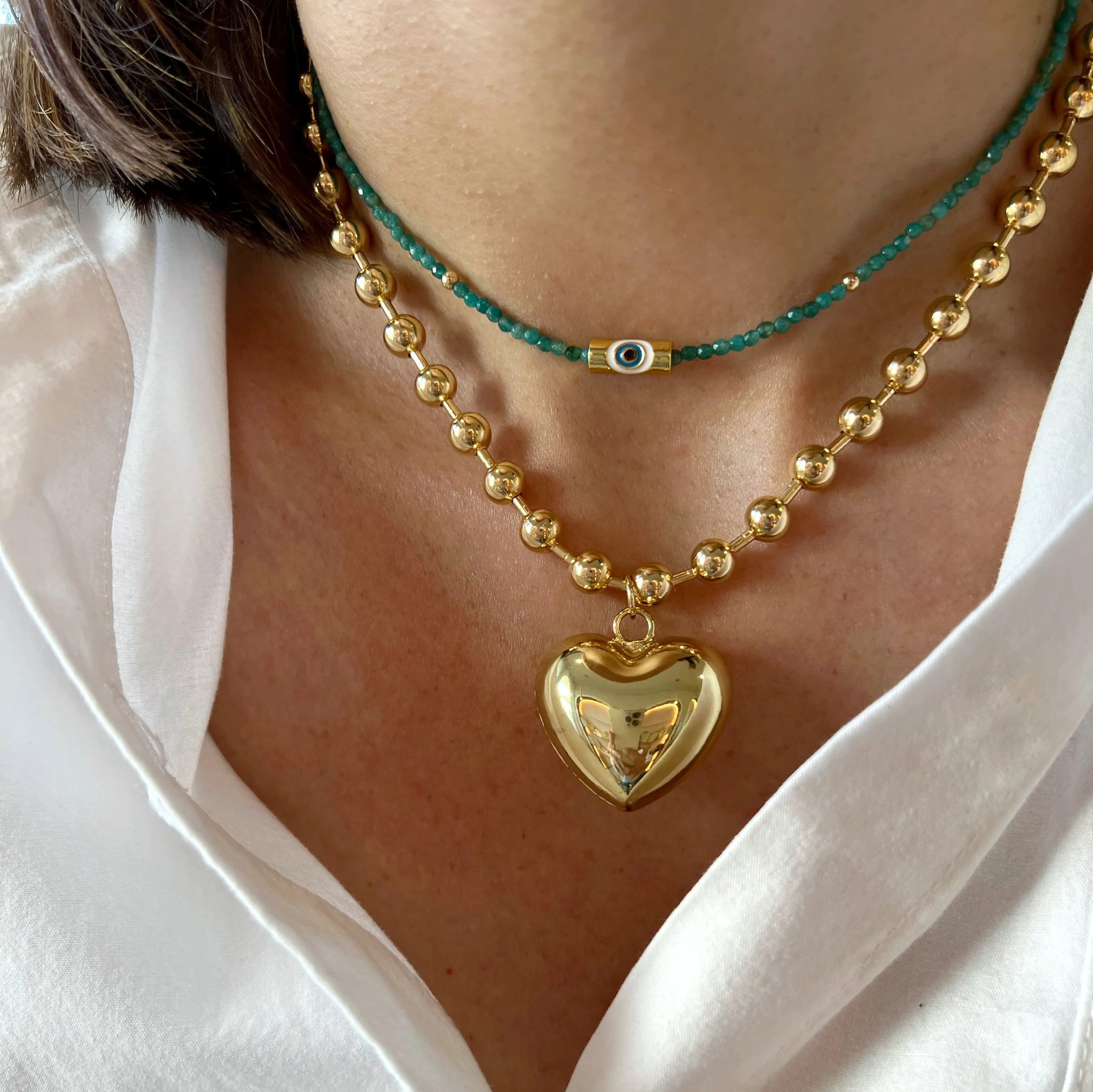 Puffy Heart Bubble Necklace