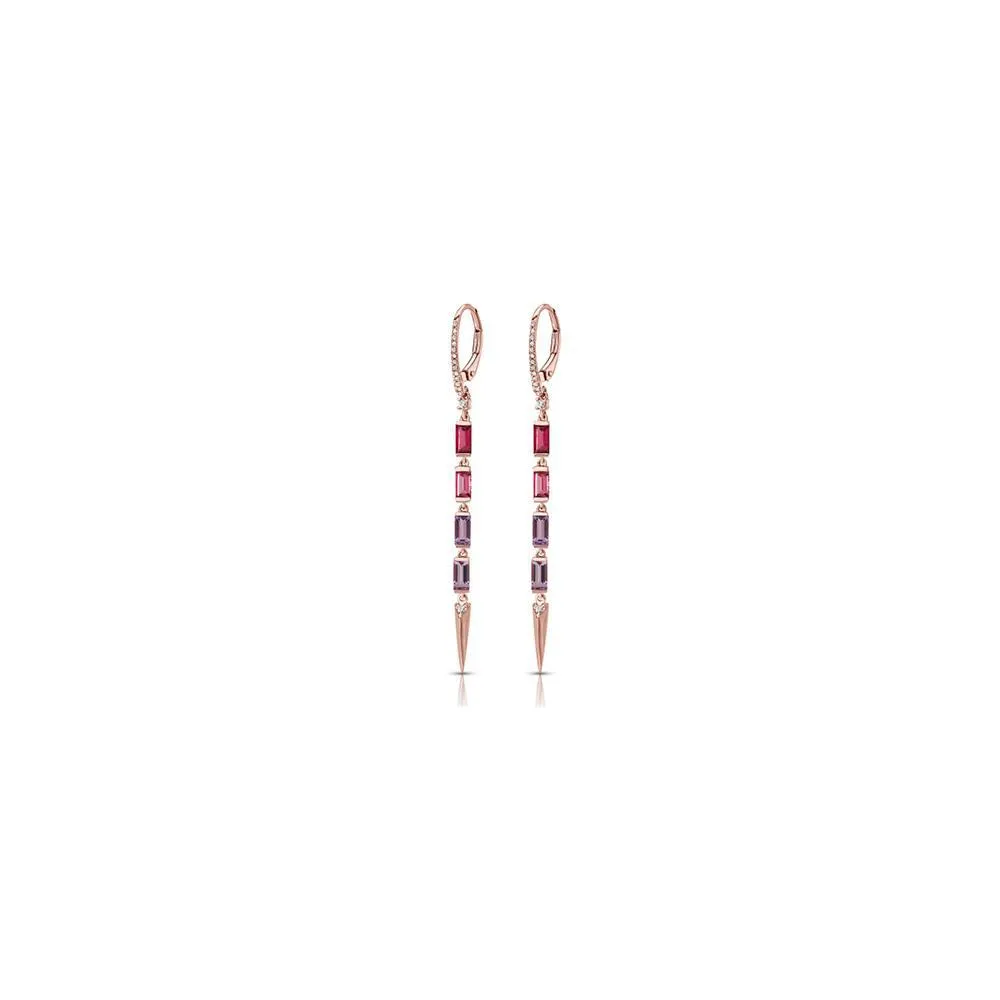 Purple and Pink Straight Dangle Earrings