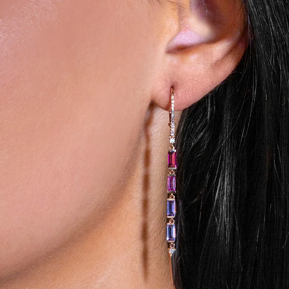 Purple and Pink Straight Dangle Earrings