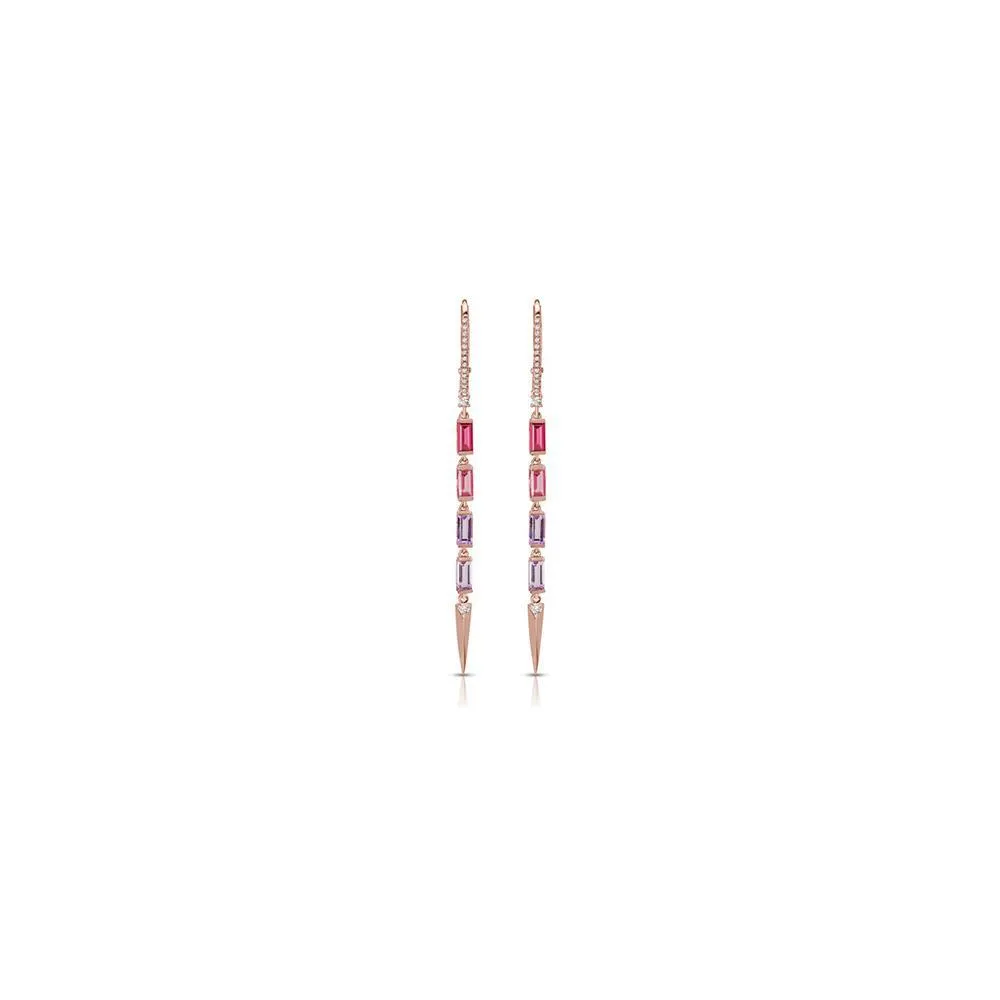 Purple and Pink Straight Dangle Earrings