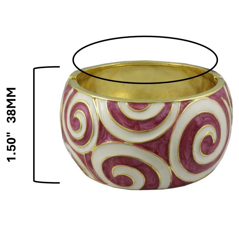 Purple Enamel with White Enamel Swirls Hinged Bangle -BG509